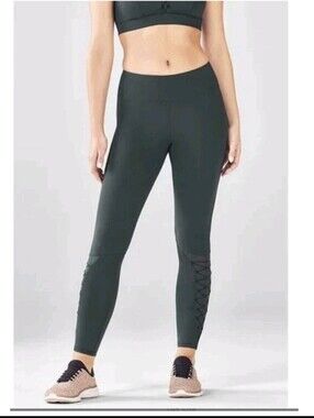 Fabletics-Demi Lovato Green Lace-Up Performance Leggings..Size:S